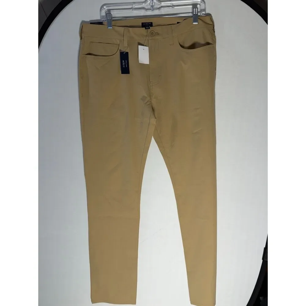 NWT J.Crew 5-Pocket Tech Pant Men’s 33x32 Slim British Khaki Stretch AI044